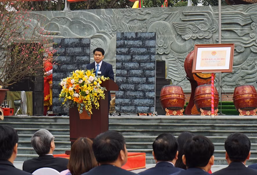 Chủ tịch UBND thành phố Nguyễn Đức Chung phát biểu tại Lễ kỷ niệm. Ảnh: Thế Quang.
