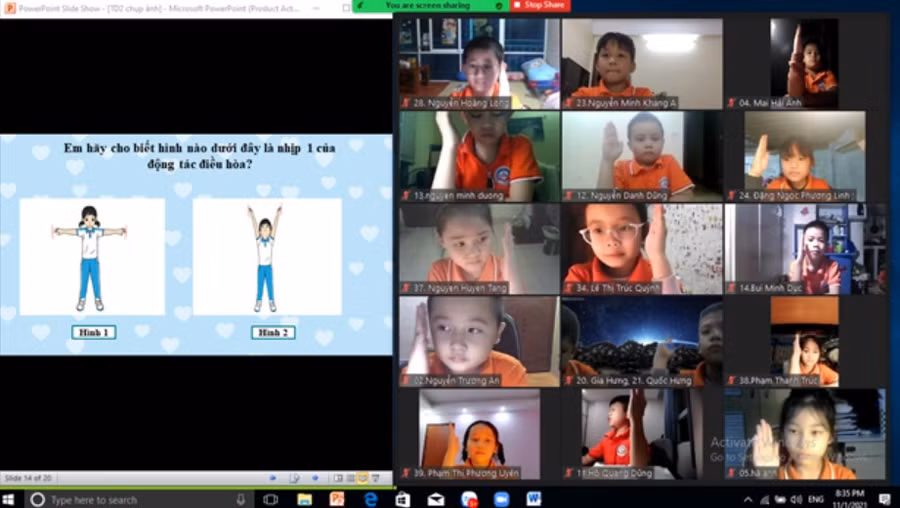 Học sinh Trường Tiểu học Đoàn Kết hào hứng với giờ học trực tuyến môn giáo dục thể chất