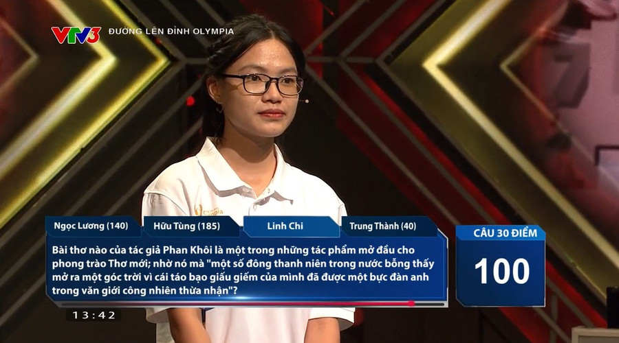 Linh Chi - Thí sinh nữ duy nhất của cuộc thi có thế mạnh trong lĩnh vực Khoa học xã hội. Linh Chi - Thí sinh nữ duy nhất của cuộc thi có thế mạnh trong lĩnh vực Khoa học xã hội.