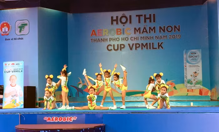 Phần trình diễn tại hội thi của HS Trường MN Họa Mi (Q.8, TPHCM), sáng 11/5