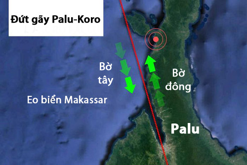 Đứt gãy Palu-Koro gây ra trận động đất mạnh. Ảnh: ABC News.