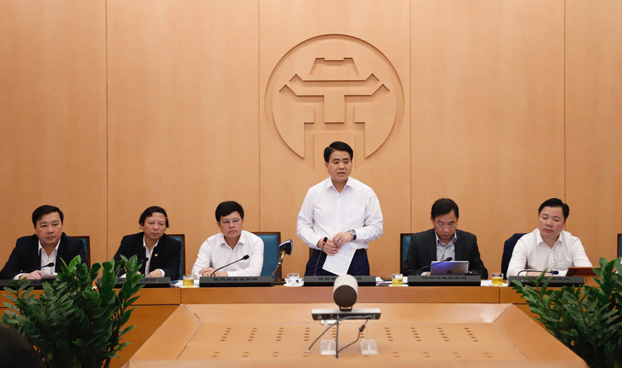 Chủ tịch UBND TP Nguyễn Đức Chung phát biểu kết luận cuộc họp