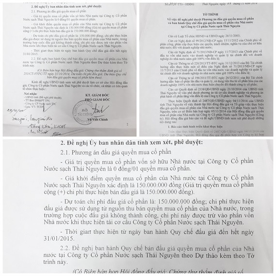 Quyền mua cổ phần của Công ty Cổ phần Nước sạch Thái Nguyên được Sở Tài Chính định giá 0 đồng?