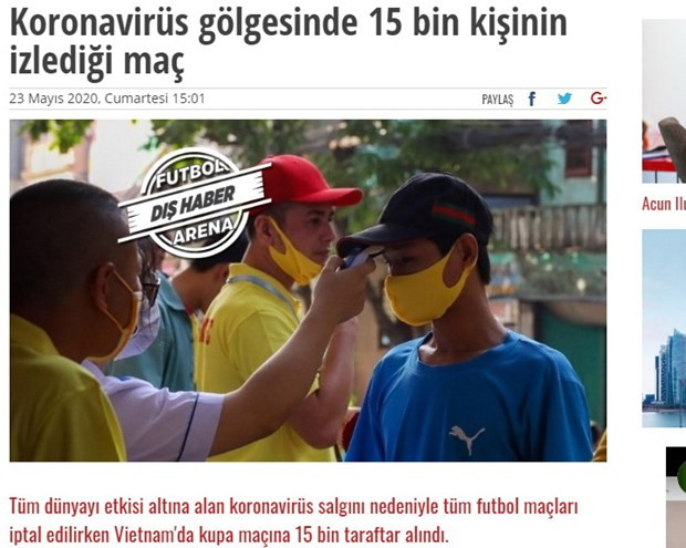 Báo Thổ Nhĩ Kỳ viết về bóng đá Việt Nam. (Ảnh chụp màn hình). Báo Thổ Nhĩ Kỳ viết về bóng đá Việt Nam. (Ảnh chụp màn hình).