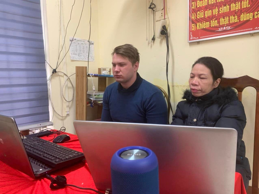 Giờ học trực tuyến tại Trường Tiểu học Thanh Mỹ.