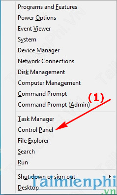 Tắt AutoPlay với thiết bị ngoại vi trên Win 8: Bấm phím biểu tượng Windows và vào Control Panel (mũi tên 1). A1-Tat-AutoPlay-Win-8-Tu-dong-chay-o-dia-Windows-8.jpg