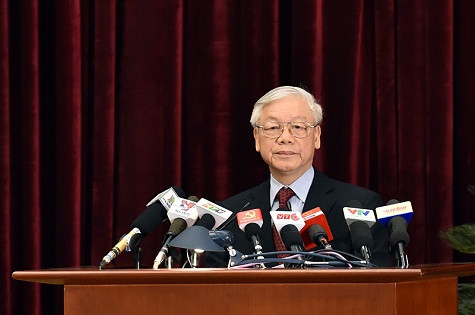 Tổng Bí thư Nguyễn Phú Trọng phát biểu bế mạc Hội nghị.