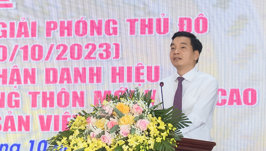 Bí thư Huyện ủy Gia Lâm - Nguyễn Việt Hà phát biểu.