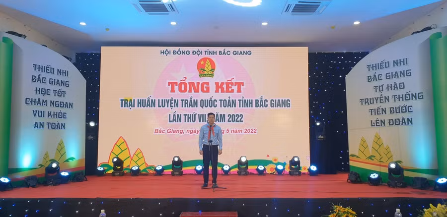 Đồng chí Giáp Xuân Cảnh – Phó Bí thư Tỉnh đoàn, Chủ tịch Hội đồng Đội tỉnh Bắc Giang phát biểu