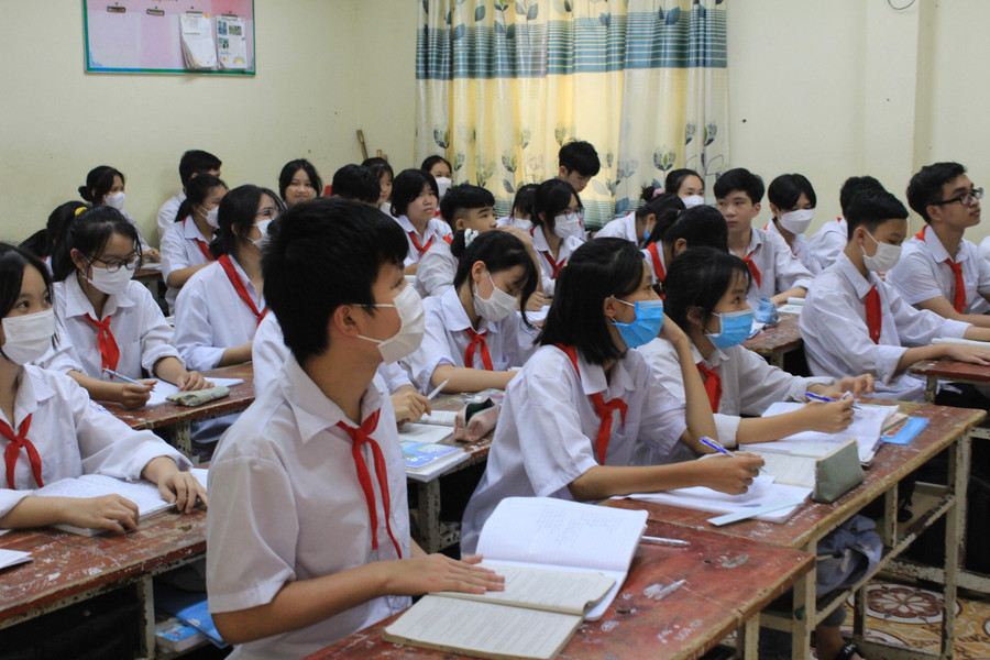 Học sinh Trường THCS Ninh Sơn trong tiết hướng nghiệp.