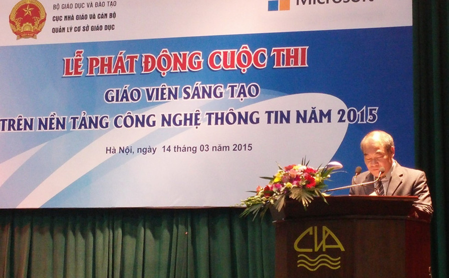 Thứ trưởng Nguyễn Vinh Hiển phát biểu phát động cuộc thi Thứ trưởng Nguyễn Vinh Hiển phát biểu phát động cuộc thi