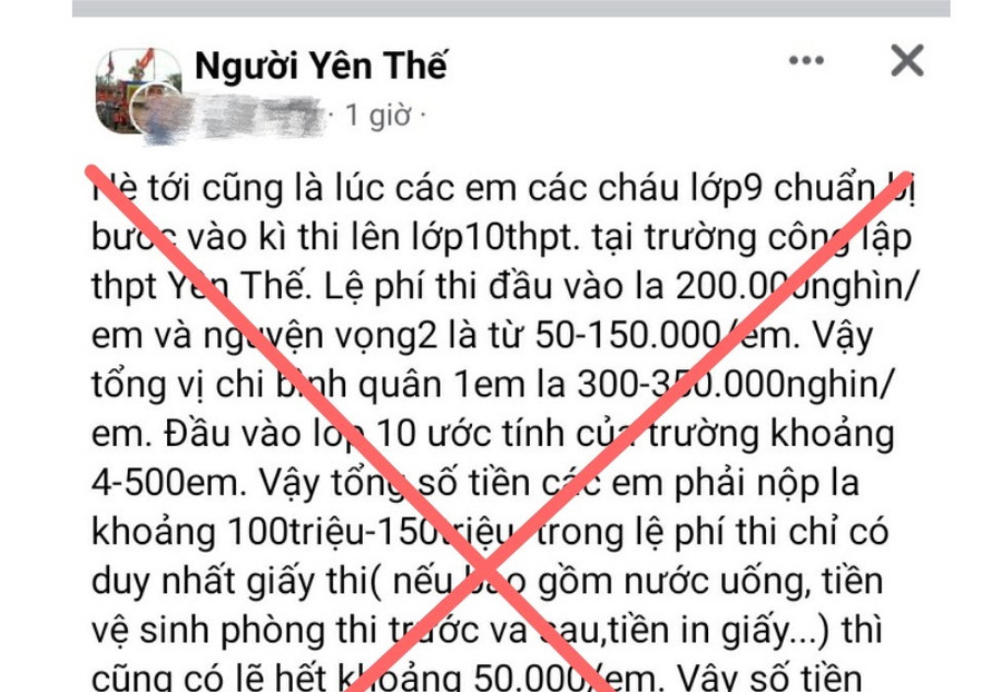 Thông tin sai sự thật về lệ phí tuyển sinh. Thông tin sai sự thật về lệ phí tuyển sinh.