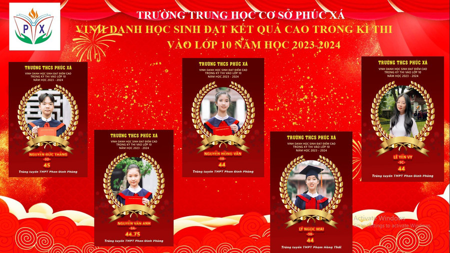 Nhiều học sinh trường THCS Phúc Xá đạt điểm cao tại kỳ thi tuyển sinh vào lớp 10. Nhiều học sinh trường THCS Phúc Xá đạt điểm cao tại kỳ thi tuyển sinh vào lớp 10.