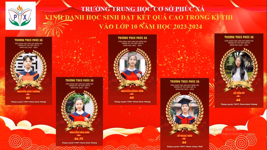 Nhiều học sinh trường THCS Phúc Xá đạt điểm cao tại kỳ thi tuyển sinh vào lớp 10.