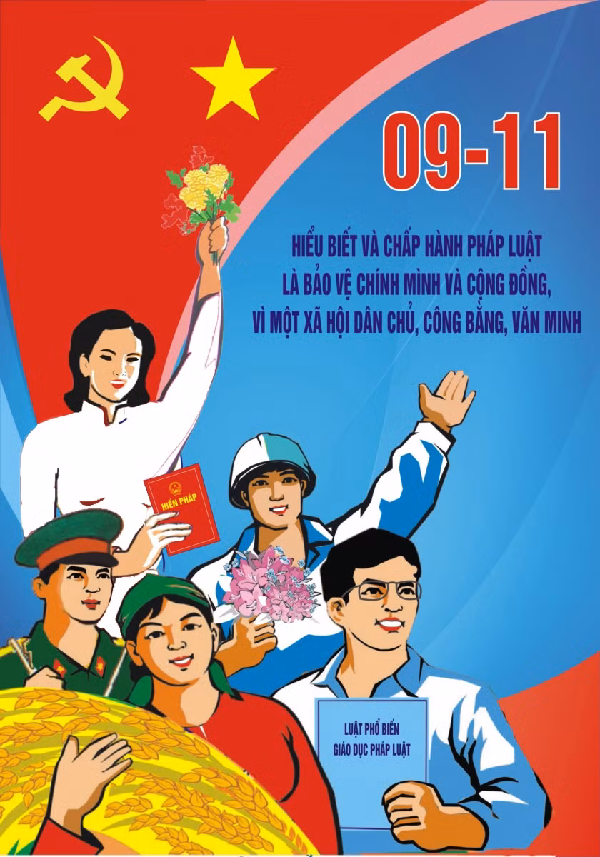 Pano hưởng ứng ngày Pháp luật Việt Nam. Nguồn Internet