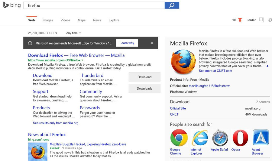 Microsoft cố ngăn người dùng tải Chrome, Firefox