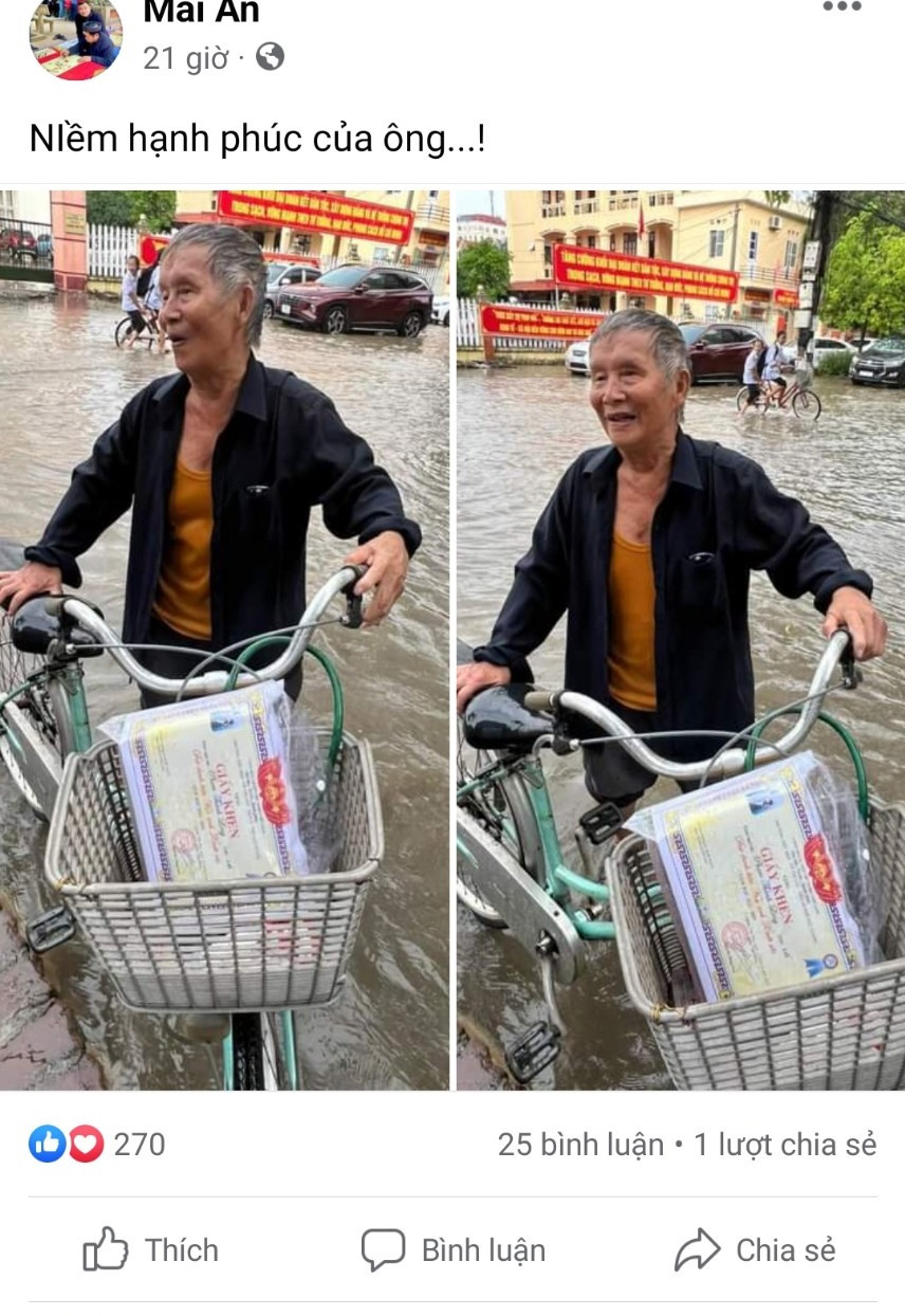 Hình ảnh cụ ông được cộng đồng mạng chia sẻ.