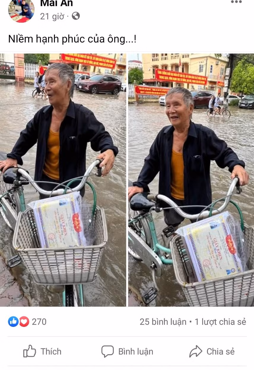 Hình ảnh cụ ông được cộng đồng mạng chia sẻ.