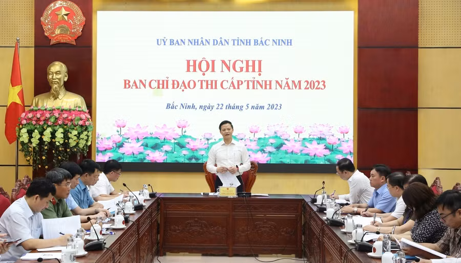 Ông Vương Quốc Tuấn - Phó Chủ tịch Thường trực UBND tỉnh Bắc Ninh tại Hội nghị Ban chỉ đạo thi cấp tỉnh năm 2023.