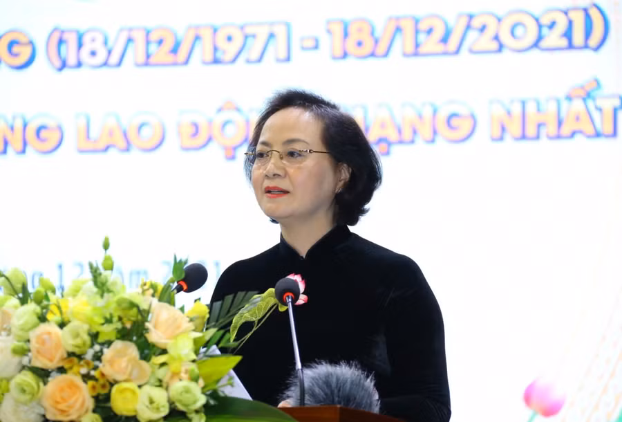 Bộ trưởng Bộ Nội vụ Phạm Thị Thanh Trà phát biểu tại lễ kỷ niệm.