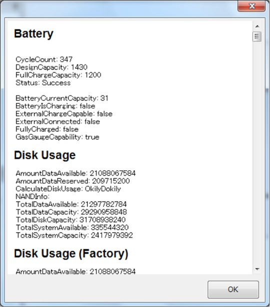 Thông tin tình trạng pin​