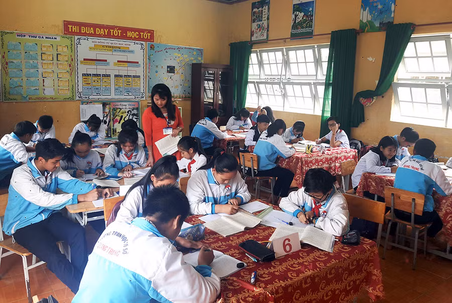 Mô hình VNEN triển khai ở Trường THCS Quang Trung (Bảo Lâm) khá hiệu quả. Ảnh: T.H