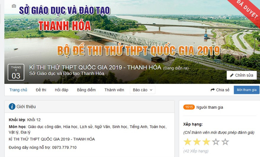 Giao diện của phần mềm ôn thi trực tuyến