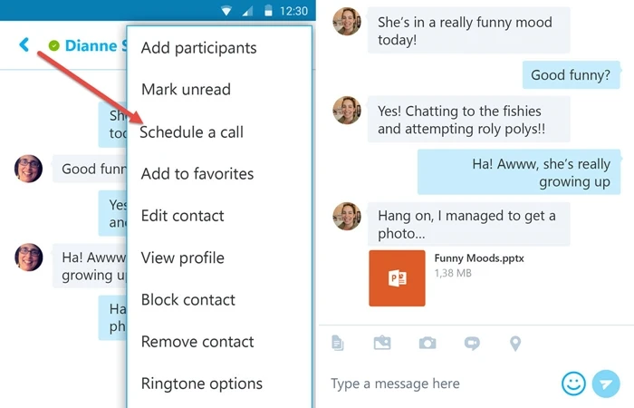 Skype trên Android cho phép lên lịch cuộc gọi, mở file Office