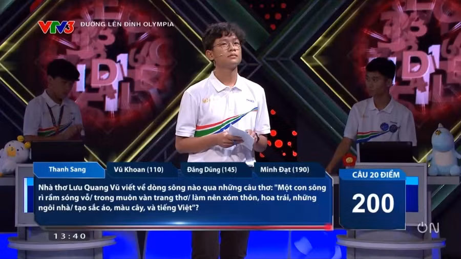 Thanh Sang đang có 180 điểm, về đích với gói câu hỏi 20-20-20 điểm.