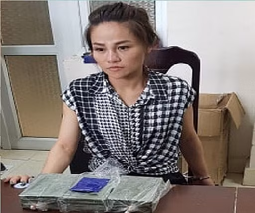 Bị can Quàng Thị Kim tại cơ quan công an.