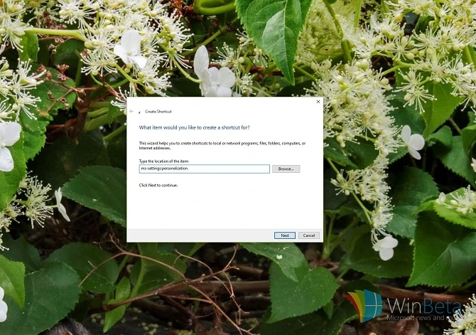 Cách tạo shortcut Settings trên Windows 10 