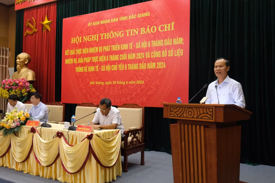 Ông Mai Sơn, Phó Chủ tịch Thường trực UBND tỉnh Bắc Giang phát biểu tại hội nghị.