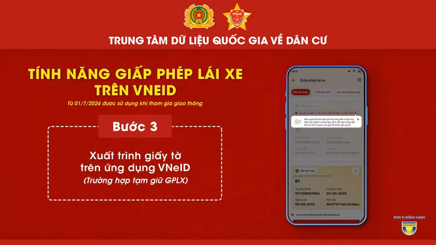 Các bước thực hiện tính năng giấy phép lái xe trên VNeID.