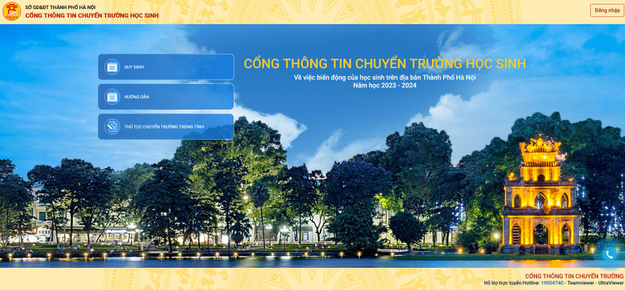 Cổng thông tin chuyển trường của Sở GD&amp;ĐT Hà Nội.