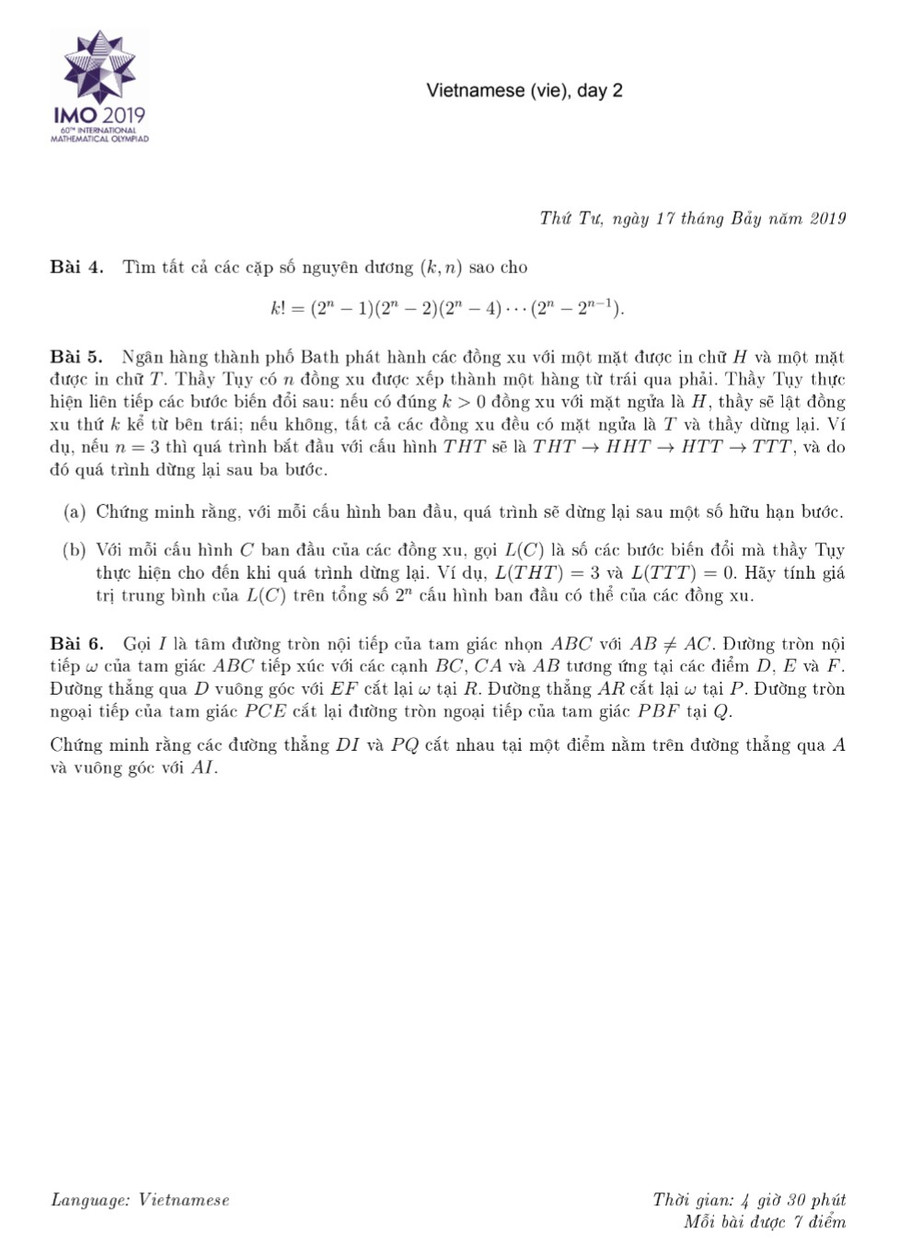 Đưa tên GS Hoàng Tụy vào bản dịch của đề thi tại IMO 2019 ảnh 2