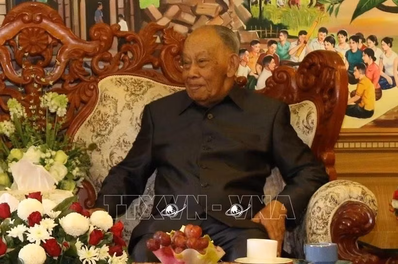 Nguyên Chủ tịch Đảng, nguyên Chủ tịch nước Lào Khamtai Siphandone. (Ảnh: Phạm Kiên/TTXVN)