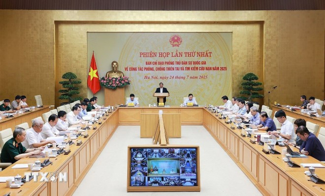 Phiên họp lần thứ nhất của Ban Chỉ đạo Phòng thủ dân sự quốc gia. (Ảnh: Dương Giang/TTXVN). Phiên họp lần thứ nhất của Ban Chỉ đạo Phòng thủ dân sự quốc gia. (Ảnh: Dương Giang/TTXVN).