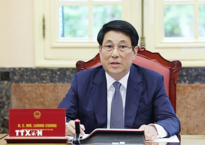 Chủ tịch nước Lương Cường phát biểu. (Ảnh: Lâm Khánh/TTXVN) Chủ tịch nước Lương Cường phát biểu. (Ảnh: Lâm Khánh/TTXVN)