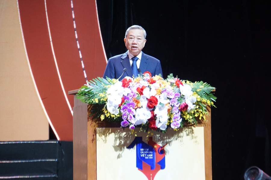 Tổng Bí thư Tô Lâm phát biểu chỉ đạo tại Lễ kỷ niệm. Ảnh: Lê Nghĩa. dsc09250.jpg