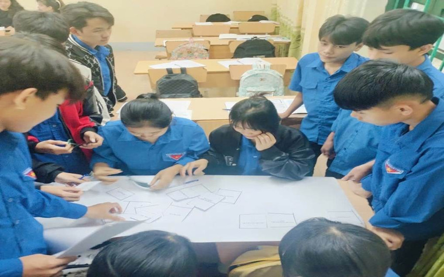 Học sinh làm việc nhóm. Ảnh: Trung tâm GDNN-GDTX Tuần Giáo. unnamed-2.jpg