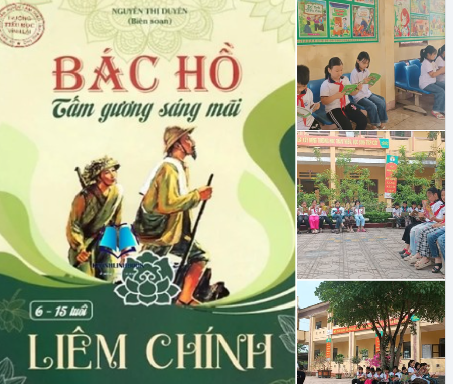 Thư viện trường Tiểu học Vĩnh Lại (huyện Lâm Thao, tỉnh Phú Thọ) trưng bày, giới thiệu đến thầy cô và em học sinh quyển sách rất hay và ý nghĩa mang tên “Bác Hồ - Tấm gương sáng mãi”. 1.png