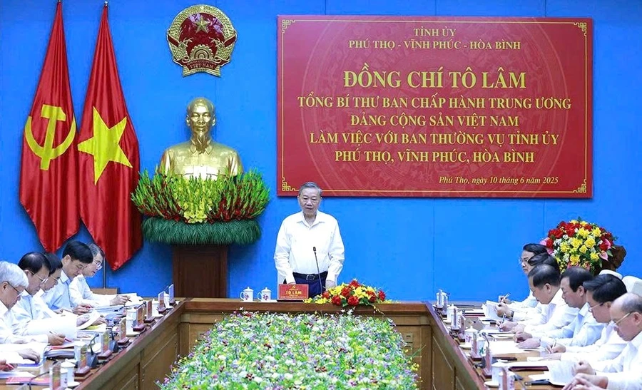 Tổng Bí thư Tô Lâm phát biểu.
