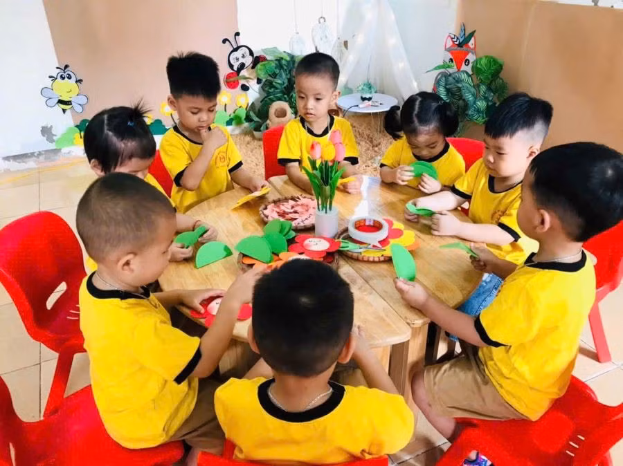 Hoạt động góc của các bé trường Mầm non Hà Lộc.