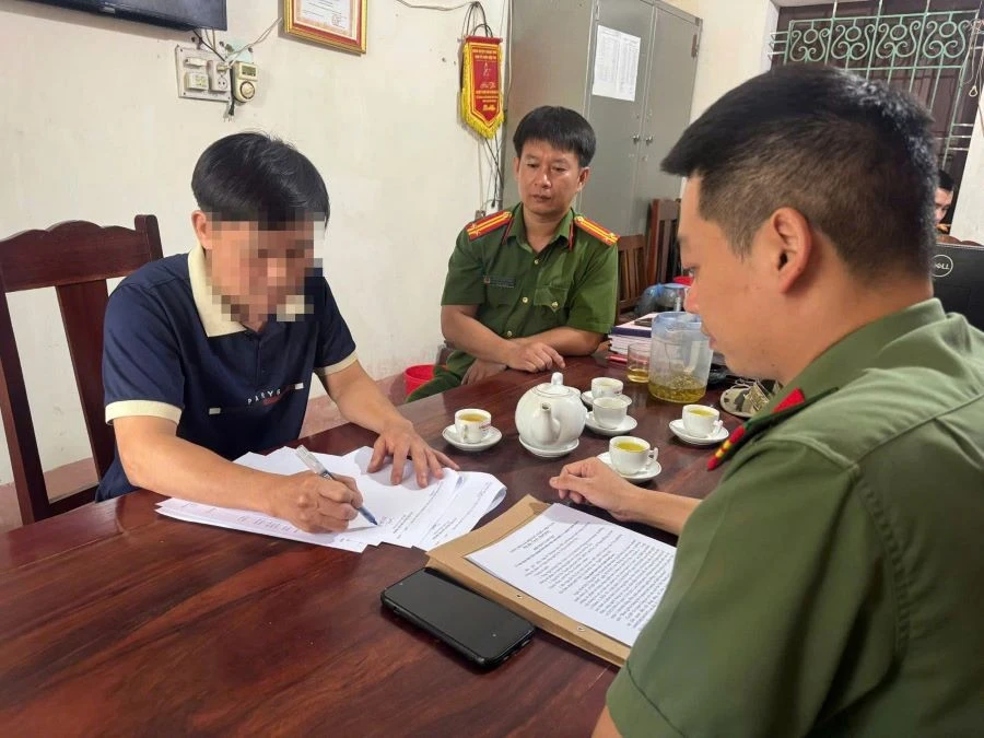 Hà Văn Thanh tại cơ quan Công an (ảnh: Công an tỉnh Phú Thọ).