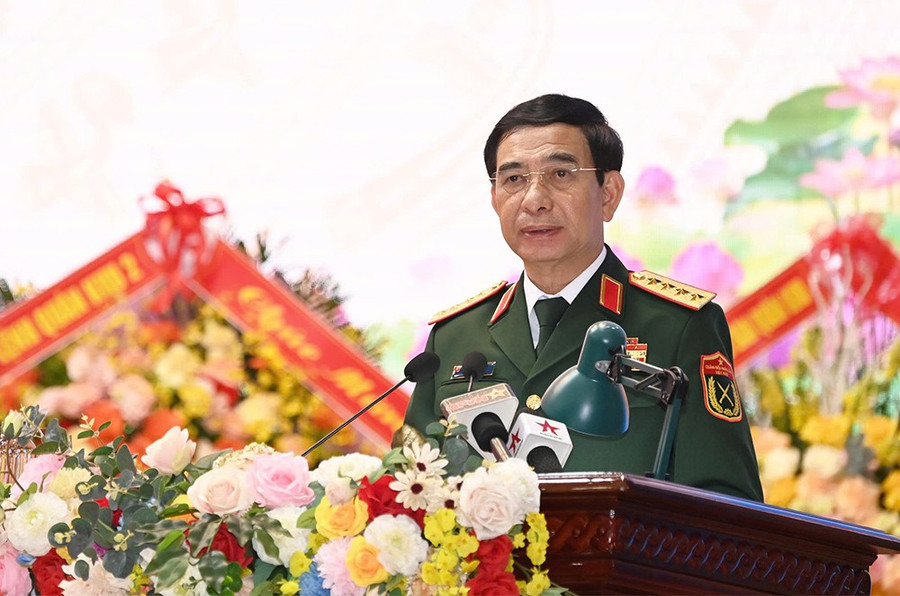 Đại tướng Phan Văn Giang, Bộ trưởng Bộ Quốc phòng phát biểu tại buổi lễ. a.jpg