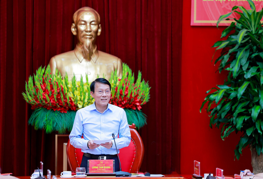 Đại tướng Lương Tam Quang, Bộ trưởng Bộ Công an phát biểu tại buổi làm việc. bt.jpg