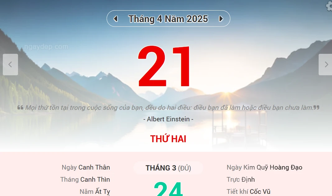 Lịch âm 21/4 - Xem lịch âm ngày 21/4