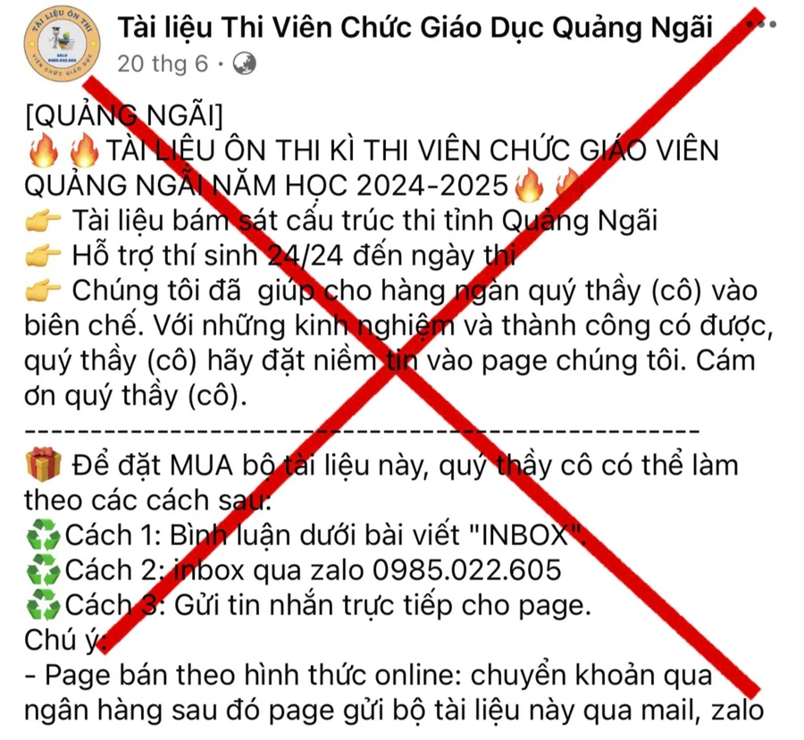 Rao bán tài liệu trên trang mạng facebook. Ảnh chụp màn hình.