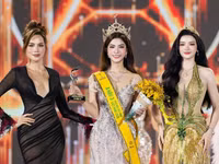 Phan Lê Kim Ngọc (giữa) xuất sắc giành danh hiệu Á hậu 3 Miss Grand Vietnam 2026.