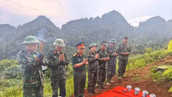 Hài cốt liệt sĩ được tìm thấy tại xã biên giới Minh Tân.